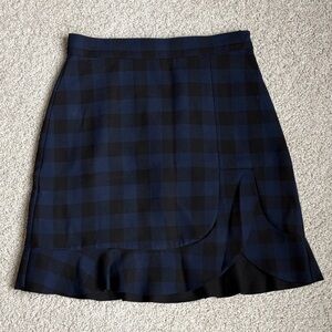 Zara Plaid Blue and Black Women's Skirt